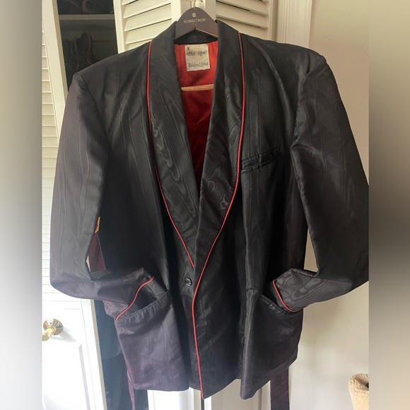 RARE STATE OF MAINE VINTAGE SMOKING JACKET MOIRE PATTERNS L EXCELLENT CONDITION - Picture 8 of 10